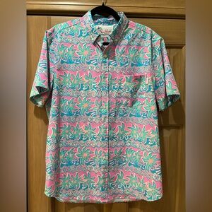 Chubbies Pink and Green Tropical Button Down Shirt